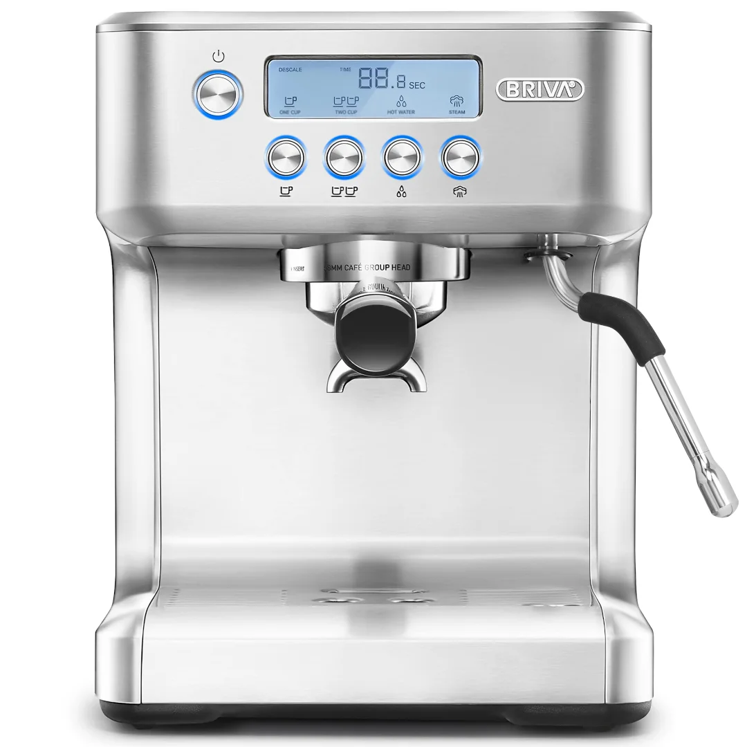 Briva Barista Smart Espresso and Coffee Machine with 15 Bar, Silver